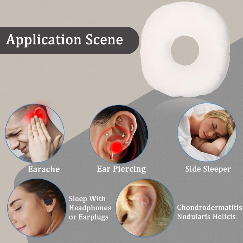 coceyese Ear Piercing Pillow for Side Sleepers with Ear Hole, O-Shaped Side Sleeping Pillow, Ear Guard Pillow for CNH, Relief Ear Pain Ear Inflammation Pressure Sores…