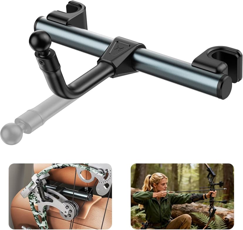 A2C Bow Hanger for Truck, Aluminum Headrest Bow Hanger Set with 6.5" Foldable Arm to Hold & Protect Bow, Truck Bow Holder Holds Recurve/Compound Bows & Hunting Gear fits Truck/SUV/Car