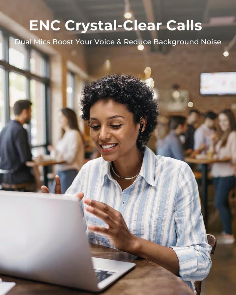 Wireless Earbuds, Ear Buds Active Noise Cancelling with Charging Case, 6.0 Bluetooth Earbuds with AI Clear Calls, 40H Playtime for Sports & Working, Stereo Sound Headphones for iPhone/Android- Black