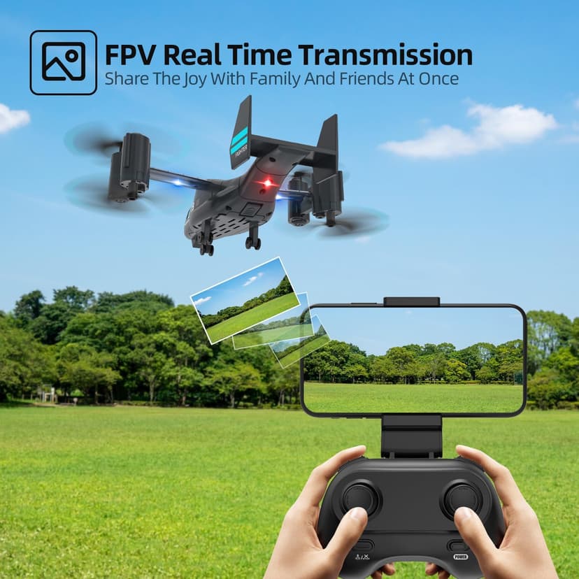 LM19-A Drone with HD Camera for Beginners, WiFi Live Video Remote Control Airplane, Easy & Ready to Fly RC Plane, RC Quadcopter Gift Toy for Boys, Girls age 14& Adults, 2 Batteries (Dark Blue)