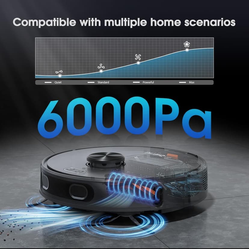 Robot Vacuum and Mop, 3-in-1 Robotic Vacuum Cleaner with 70-Day Self-Emptying Base, 360° LiDAR Navigation, Smart Mapping & Auto-Return, 6000Pa Strong Suction for Pet Hair, Carpets & Hard Floors