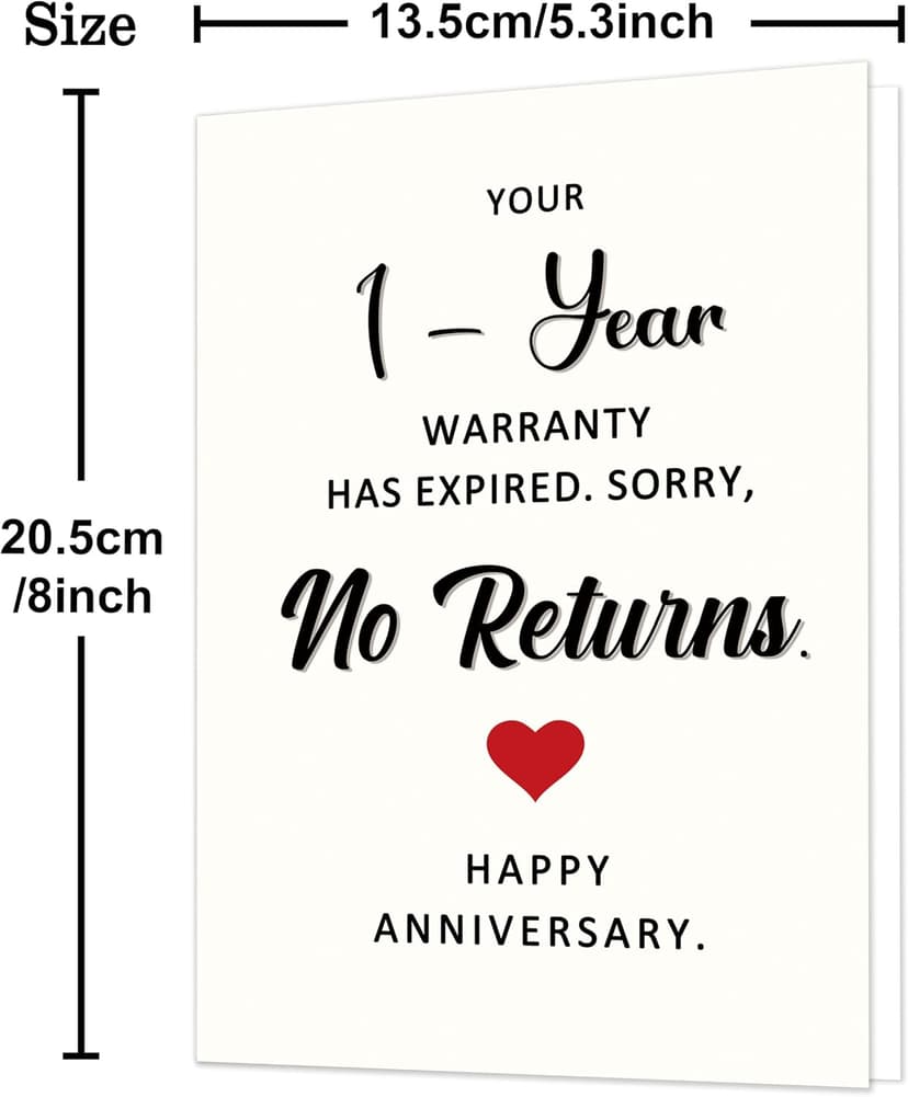 Wedding Anniversary Cards Gifts for Husband Wife Couples, 1 Year Anniversary Cards Gifts for Boyfriend Girlfriend Him Her Funny 1st Anniversary Card, Anniversary Card Gifts for Men Women B0FVTLC5C9