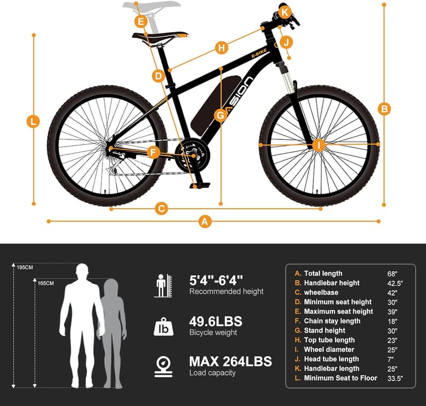 Jasion EB5 Electric Bike for Adults with Peak 1000W Brushless Motor, 40Miles 20MPH Commuting Electric Mountain Bike with 360Wh Removable Battery, 7-Speed, 26" Tires and Front Fork Suspension