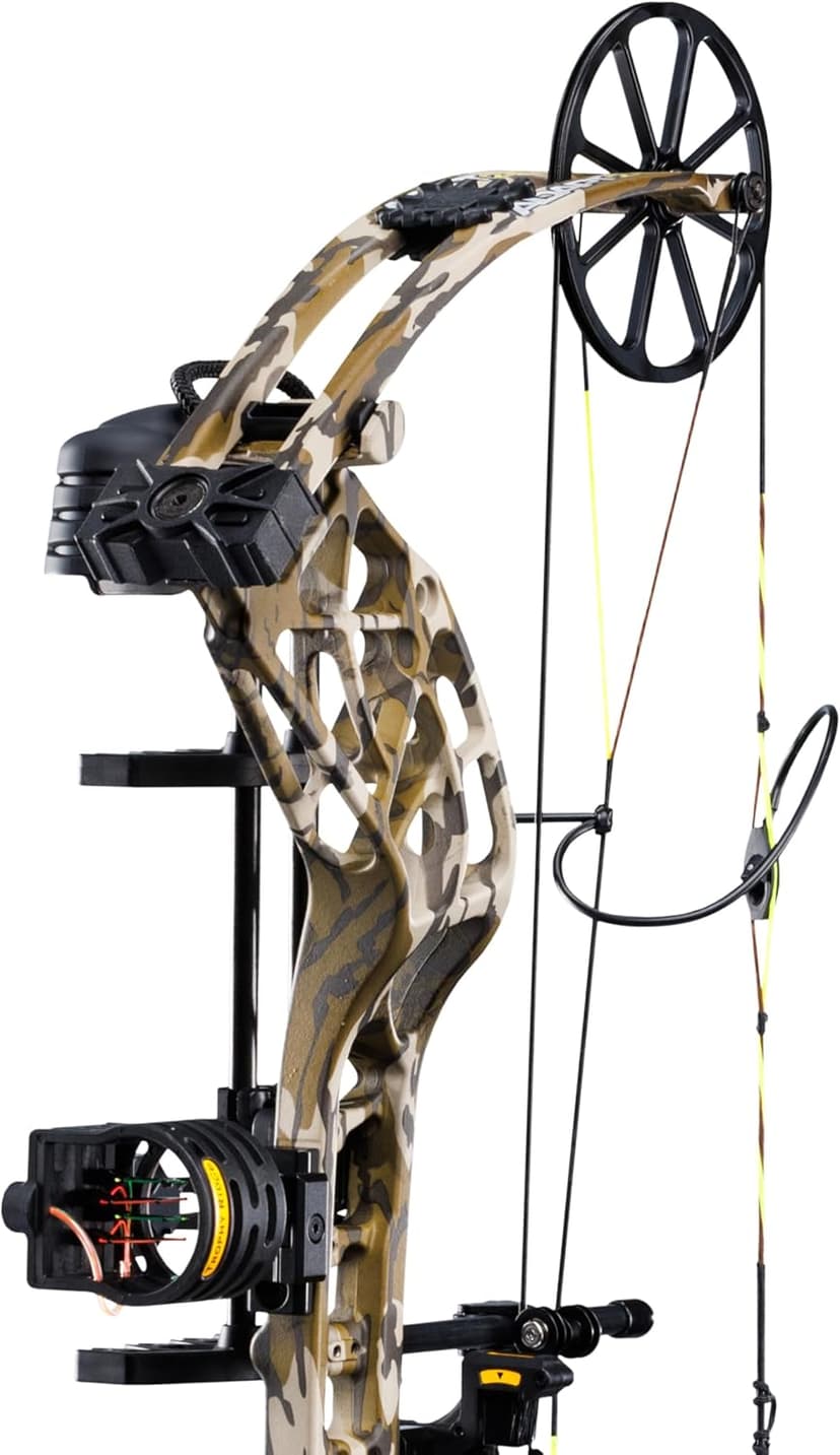 Bear Archery Adapt 2 Ready to Hunt Compound Bow Archery Set with Archery Accessories Including IMS V-Biscuit Rest, 4 Pin Sight, & Stabilizer, 24”- 31” Draw Length, Up to 320 FPS