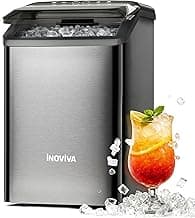 inoviva Nugget Ice Maker Countertop, 40lbs/24H Soft Chewable Pellet Ice Machine with Self-Cleaning, Sonic Ice Maker for Home Kitchen, Office - Black Stainless