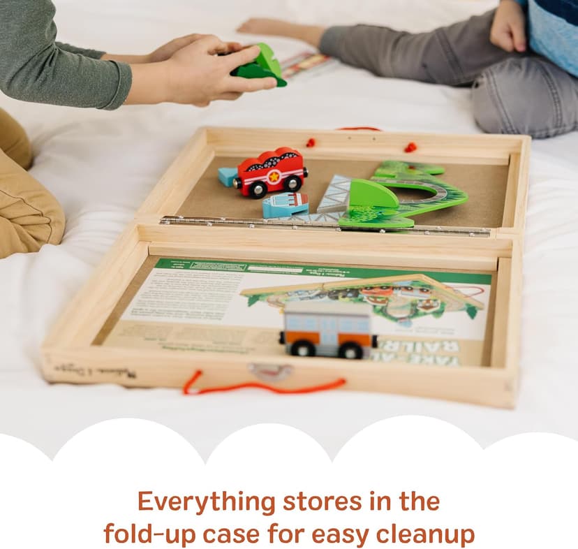 Melissa & Doug Take-Along Railroad Tabletop Playset with Wooden Train Toys, Animals & Scenery Play Pieces, Preschool Learning Toys for Girls & Boys 3+ - FSC Certified