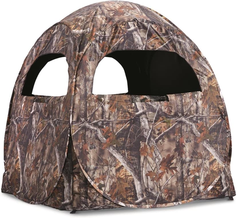 HuntRite Deluxe 4-Panel Spring Steel Hunting Blind; 2 Person Ground Tent for Deer and Turkey Season