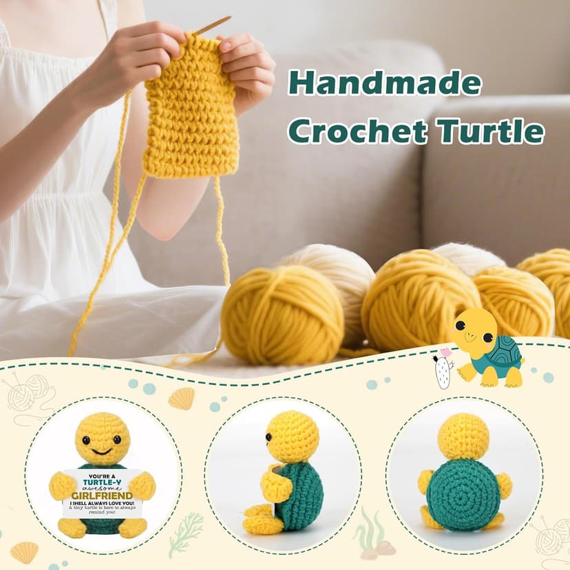 Girlfriend Gifts for Her, To My Love Birthday Anniversary Wedding Graduation Gift for Girlfriend Her from Boyfriend, Romantic I Love You Gift for Girlfriends, Handmade Positive Crochet Animals Turtle