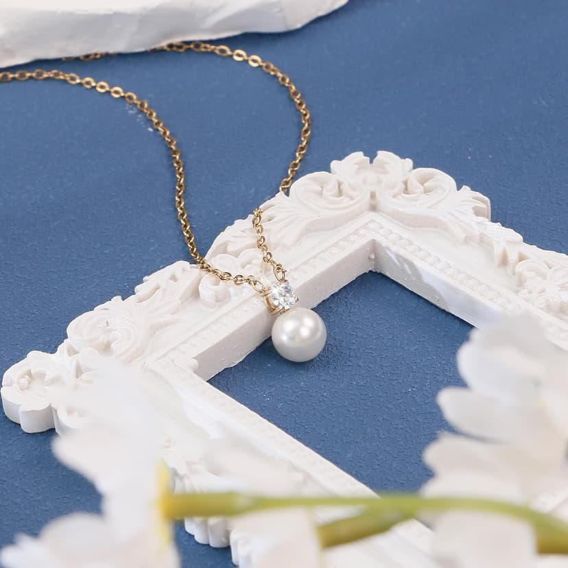 Bonus Mom Necklace from Daughter, Mother in Law Necklace from Son, Step Mom, Mother of the Groom Gifts, with Cubic Zirconia PEALICIOUS Single Pearl Necklace as Birthday Wedding Gift for Bonus Mom MIL B0F32L38F2
