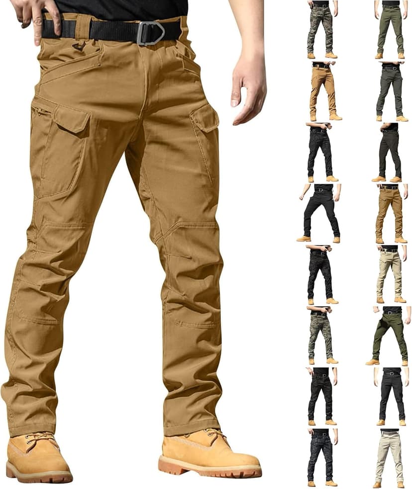 tobchonp Tactical Pants for Men Relaxed Fit Stretchy Work Pants Baggy Cargo Camo Pants Flex Carpenter Pant Multi Pockets