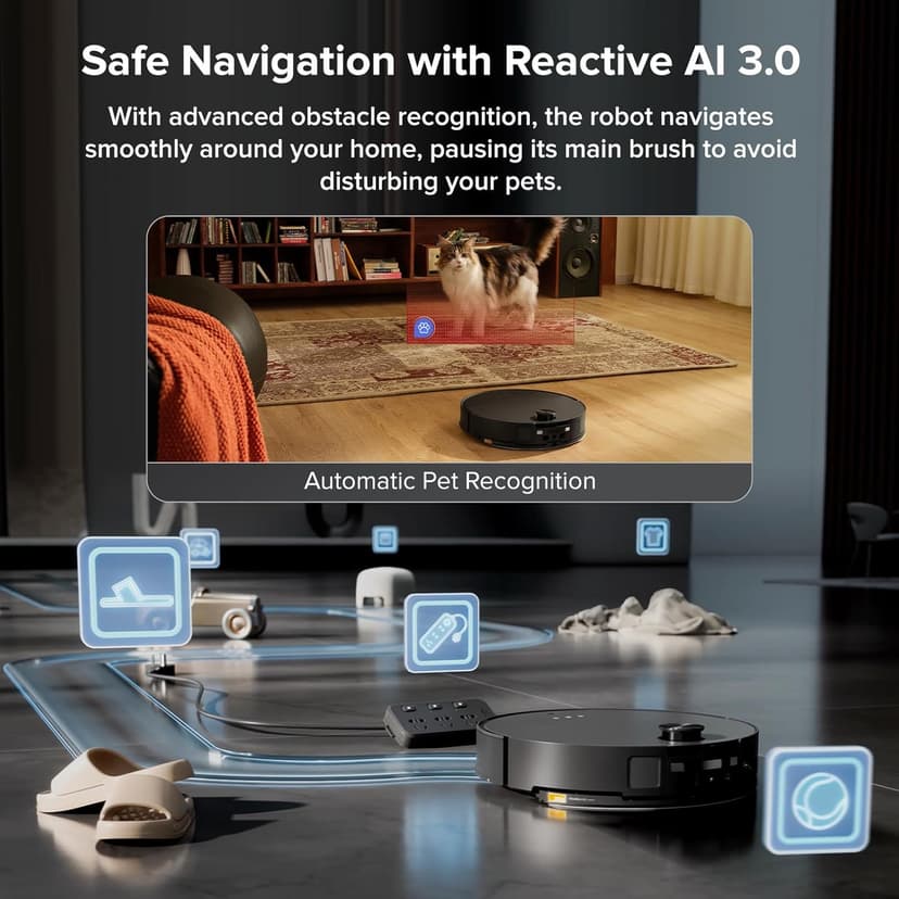 roborock Saros 10 Robot Vacuum and Mop, 22,000Pa Suction, AI Obstacle Avoidance, 3.14-inch Ultra Thin, Intelligent Dirt Detection, Zero Tangling Main Brush, Hot Water Mop & Dock Self Cleaning