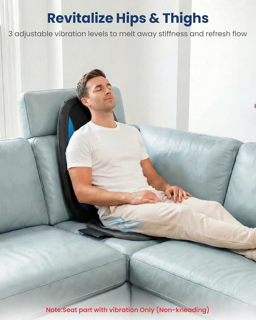 COMFIER Shiatsu Back Massager with Heat,Deep Tissue Kneading Massage Seat Cushion,Massage Chair Pad for Full Back,Body Massager for Home or Office Chair use, Father Day Gift for Men