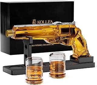 Gun Whiskey Decanter Sets for Men, Kollea Liquor Decanter Set with Gun Shot Glass, Unique Birthday Gifts for Men Dad, Cool Anniversary Christmas Gift for Him Husband, Dispenser for Bar Drinking Party