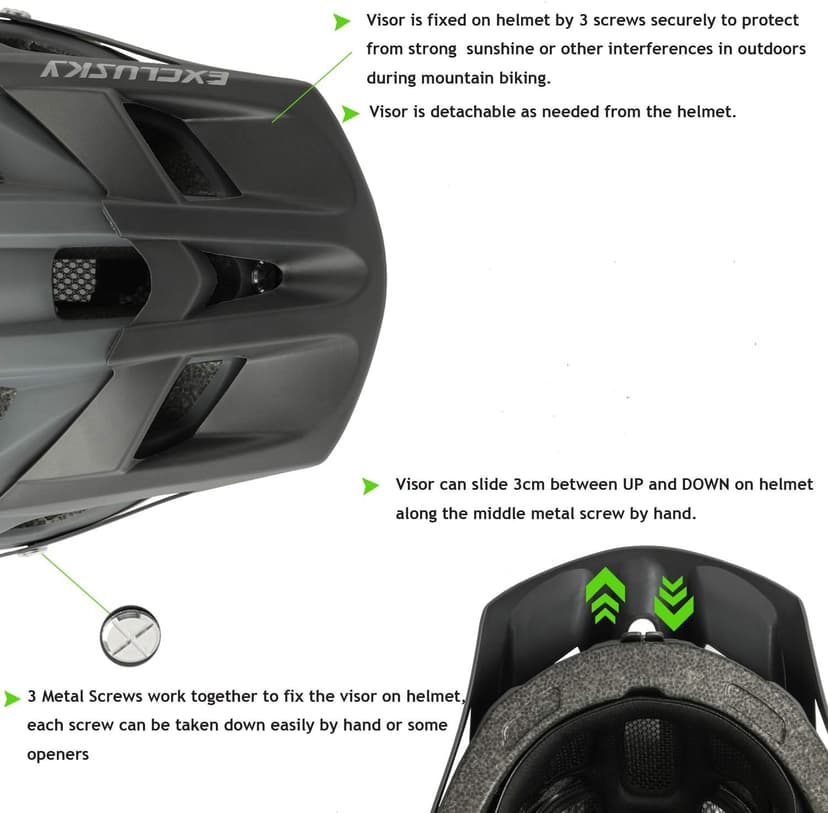 Exclusky Bike Helmet Mountain Bike Helmet for Adults Lightweight MTB Cycling Helmet for Men Women Adjustable Bicycle Helmet with Visor