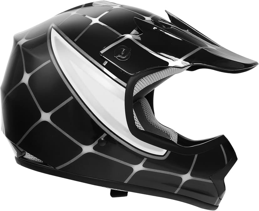 SLMOTO DOT Youth & Kids Motocross Offroad Street Helmet Black Spider Motorcycle Youth Helmet Dirt Bike Motocross ATV Helmet+Goggles+Gloves Medium