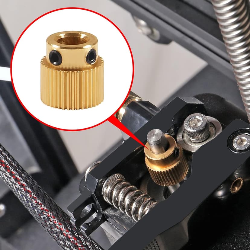 Aokin Brass Extruder Wheel Gear 40 Teeth Drive Gear 3D Printer Parts for Creality Ender 3, Ender 3 Pro, Ender 3 V2, Ender 5/5 Pro/5 Plus, CR-10/10S, CR-10 S4, CR-10 S5, 3 Pcs with a Wrench