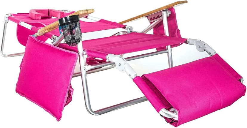 Ostrich the Deluxe 3N1 Lightweight Lawn Beach Reclining Lounge Chair with Footrest, Outdoor Furniture for Patio, Balcony, Backyard, or Porch, Pink