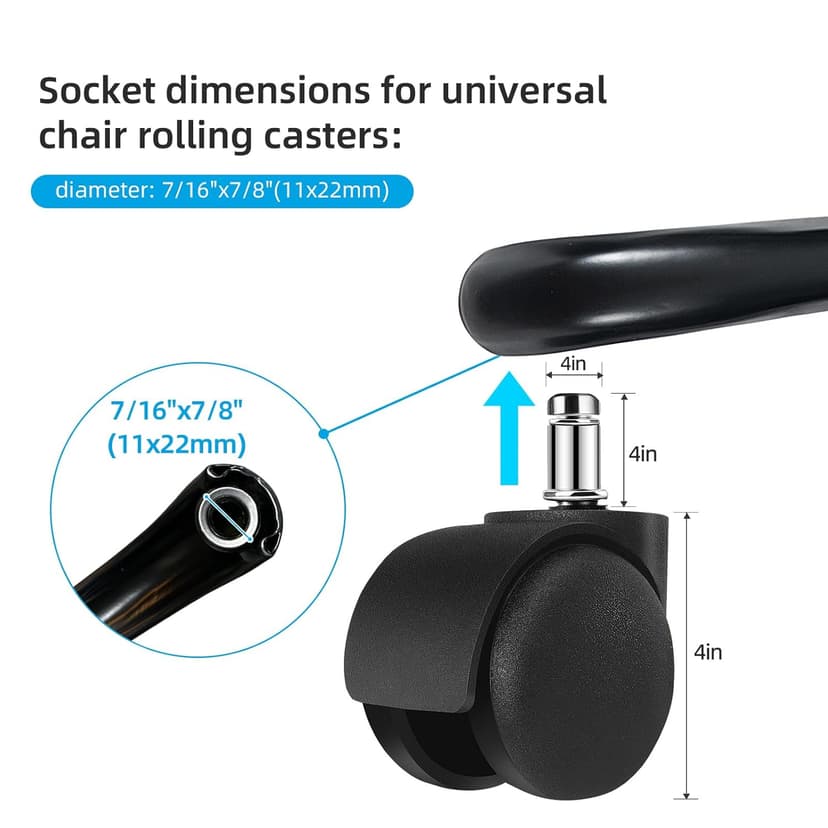 28 Inch Heavy Duty Office Chair Base with 5 Casters, Reinforced Metal Chair Feet, Universal Gas Cylinder Fit, for Swivel/Computer/Criss Cross Chairs