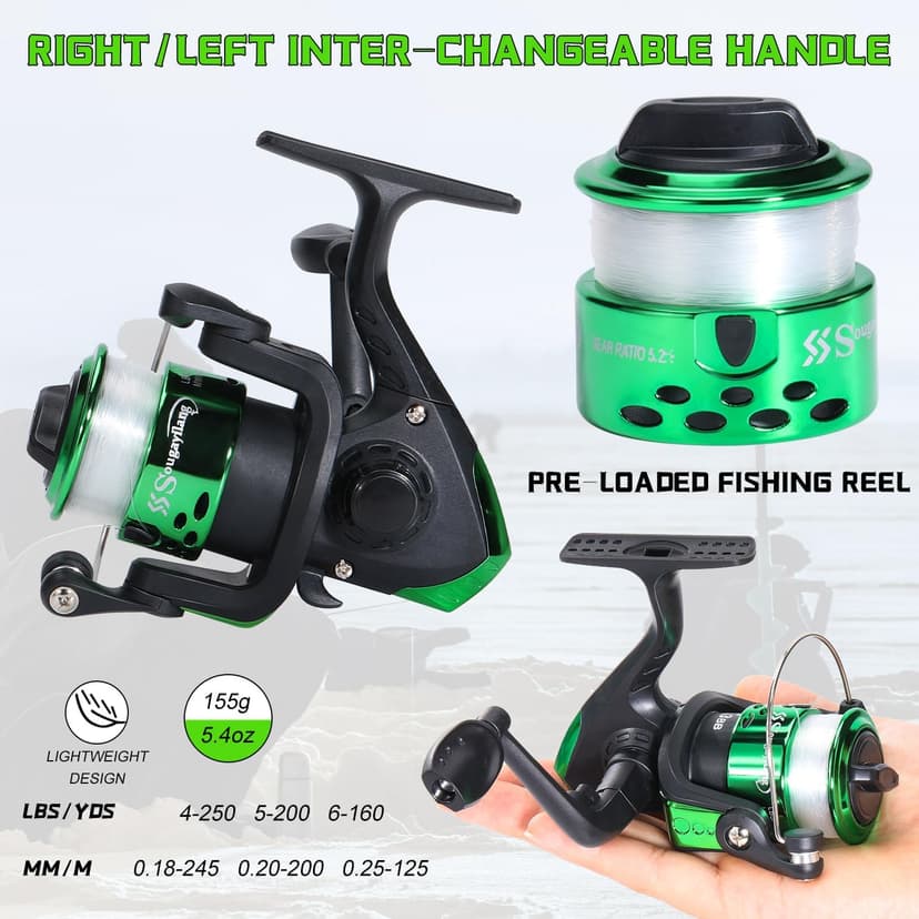 Sougayilang Ice Fishing Rod and Reel Set, Ice Fishing Includes Ice Jigs, Lures, and Essential Tackle,27" Medium/Light Power Ice Spinning Rod,EVA Foam Grip Handle