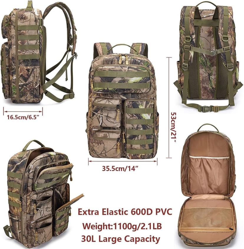 Tactical Camo Backpack for Men Women Waterproof Durable MOLLE Backpack Camping Hunting Emergency Preparedness