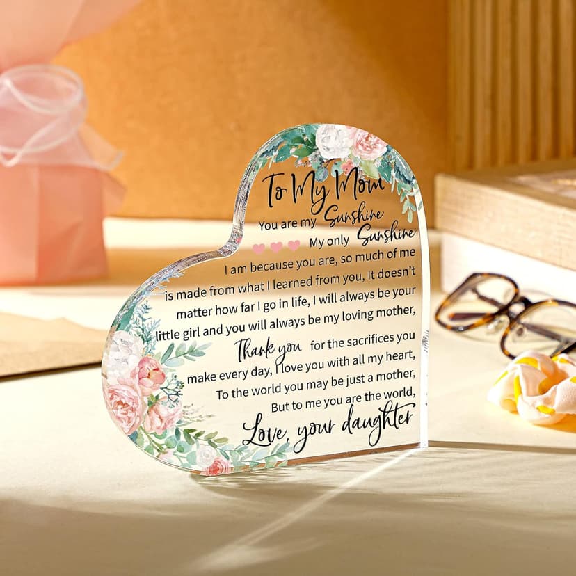 Jetec Mothers Day Gifts Acrylic Mom Birthday Sign Plaque Presents from Daughter Son Grateful Birthday Christmas Valentines Gifts, 5.91 x 5.91 x 0.55 Inches(to My Mother)