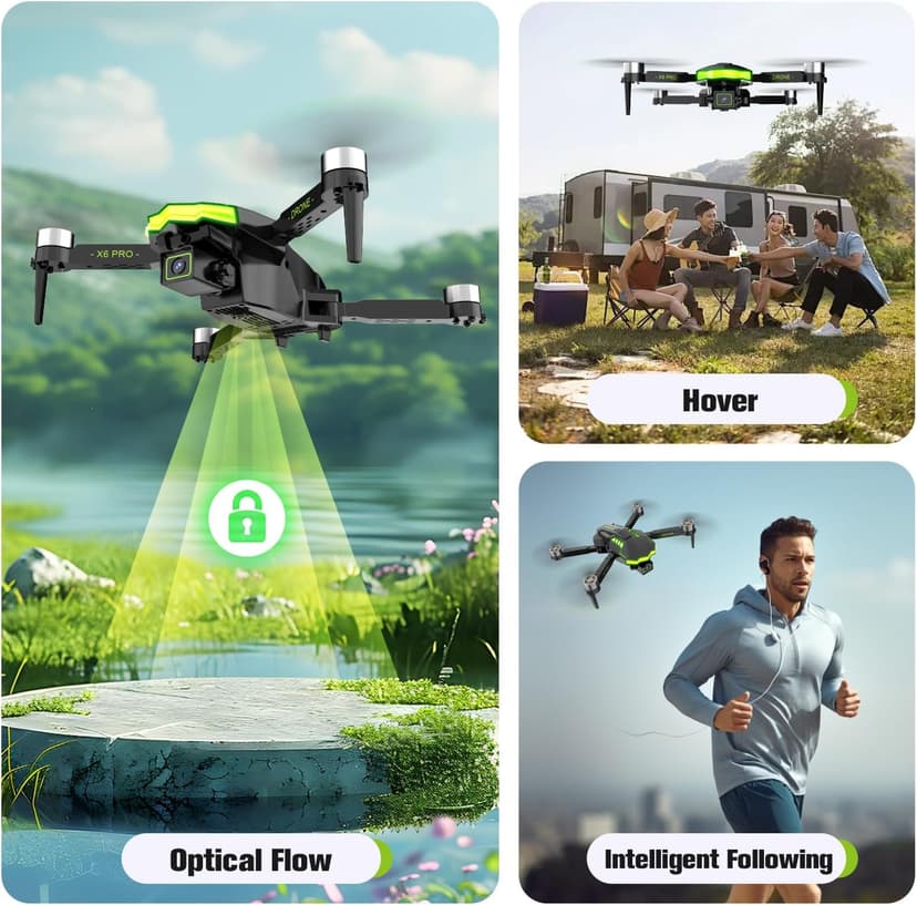 1080P FPV Camera Drone for Beginners, Foldable Quadcopter with Remote Control, Easy to Fly, Portable Design for Adults & Teens, Black