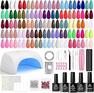 Color Enchantment with Everything Base Top Coat Beginner Starter at Home Nails Kit Manicure DIY Salon Tools Gifts for Women Beetles Gel Nail Polish Kit with U V Light - 80Pcs 55 Colors Gel Nail Kit B0CL4RWBYR