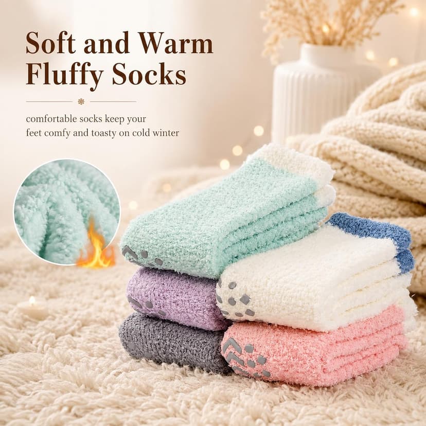 Soft Thick Plush Warm Socks, Christmas Winter Gifts for Ladies,Comfortable Indoor Home Socks, Sleep Slipper Socks Fuzzy Socks for Women Fluffy Cozy Slipper Socks Fall Halloween Socks Gifts B0DKF8CRWW