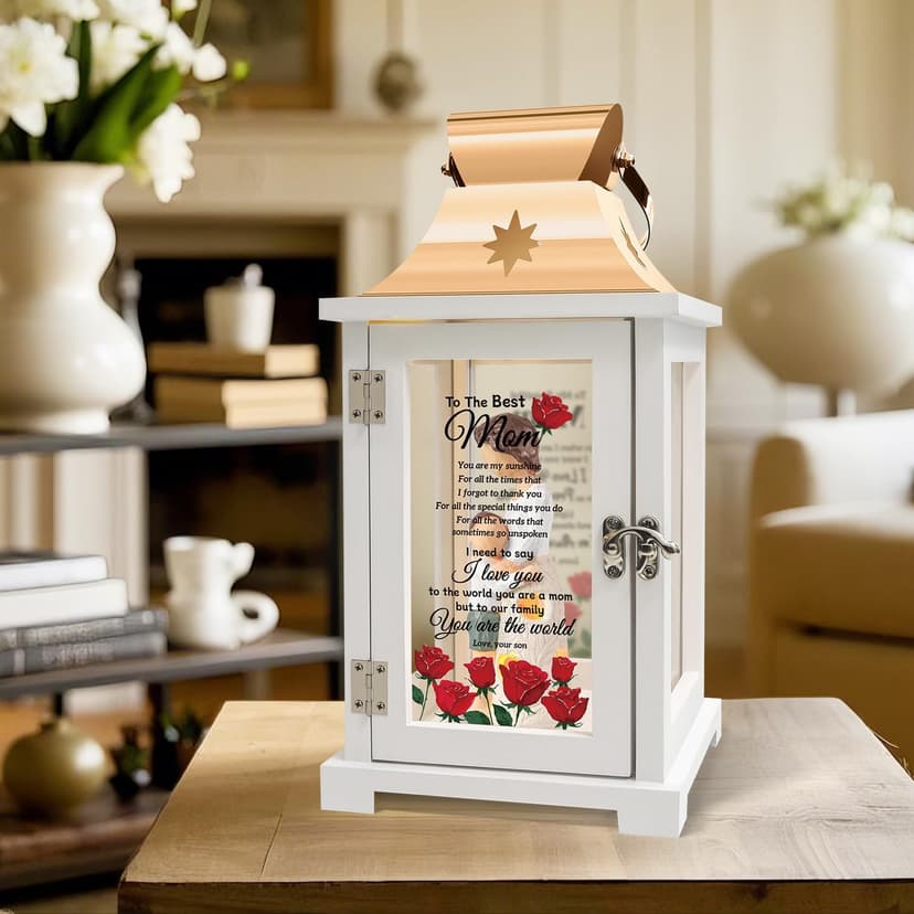 Mothers Day Birthday Gifts for Mom from Son, Mom Gifts from Son - Happy Birthday, Christmas, Valentine's Day Gifts Mom Son Figurine Lantern
