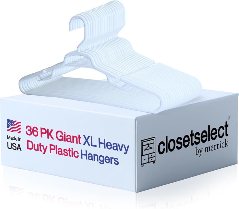 19" XL Plastic Hangers, Giant Heavy Duty Hanger, Merrick, XL Hanger, 36