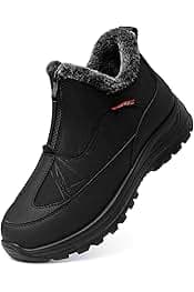 TEMOFON Winter Snow Boots for Women: Waterproof Warm Fur Lined Walking Outdoor Ankle Booties Slip on Snow Shoes Size 5-12