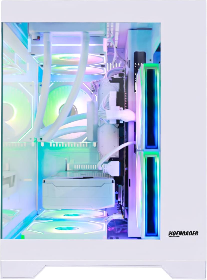 HOENGAGER Panorama Gaming PC Desktop AMD Ryzen 5 9600X 6-Core 3.9GHz, RTX 5060 8GB, 32GB DDR5 RAM 6000MHz,1TB PCIe SSD, WiFi&BT Prebuilt PC 650W PSU,Liquid Cooler,Windows 11, Desktop