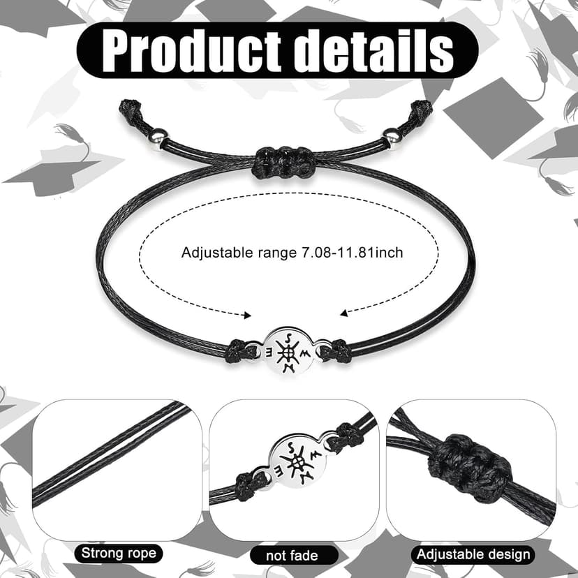 Sureio 10 Pcs 2026 Graduation Gifts Adjustable Compass Bracelets with Blessing Cards Class of 2026 Senior Night Gifts for College University Middle High School Student Grad Present B09P18KW1R