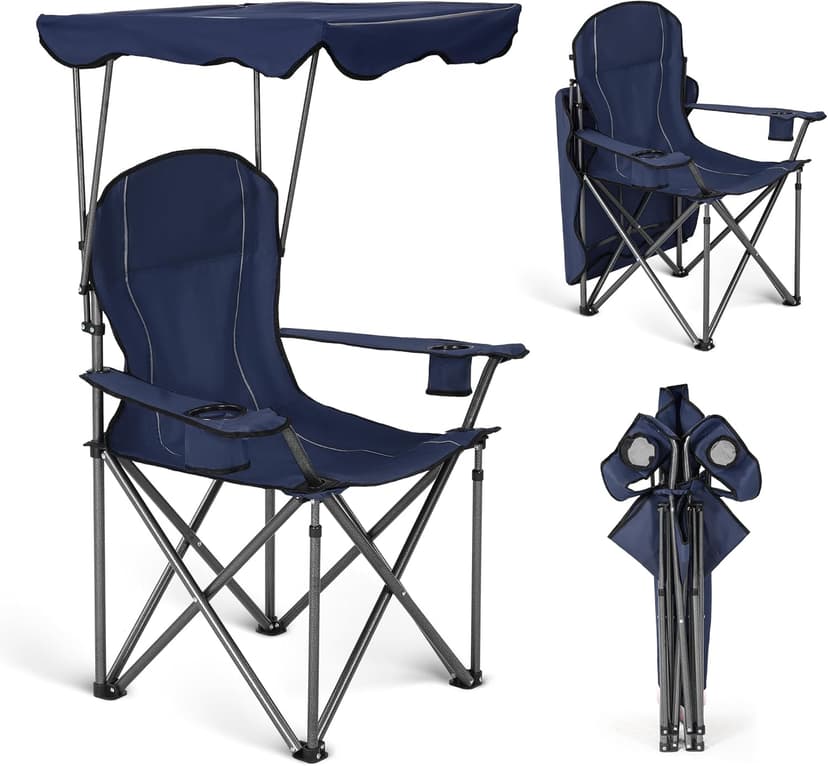 ALPHA CAMP Camping Chairs 350LBS Capacity, Heavy Duty Folding Chair with 4-Can Cooler Bag, Portable Outdoor Chair with Cup Holder for Adults, Collapsible for Tailgating, Beach, Fishing
