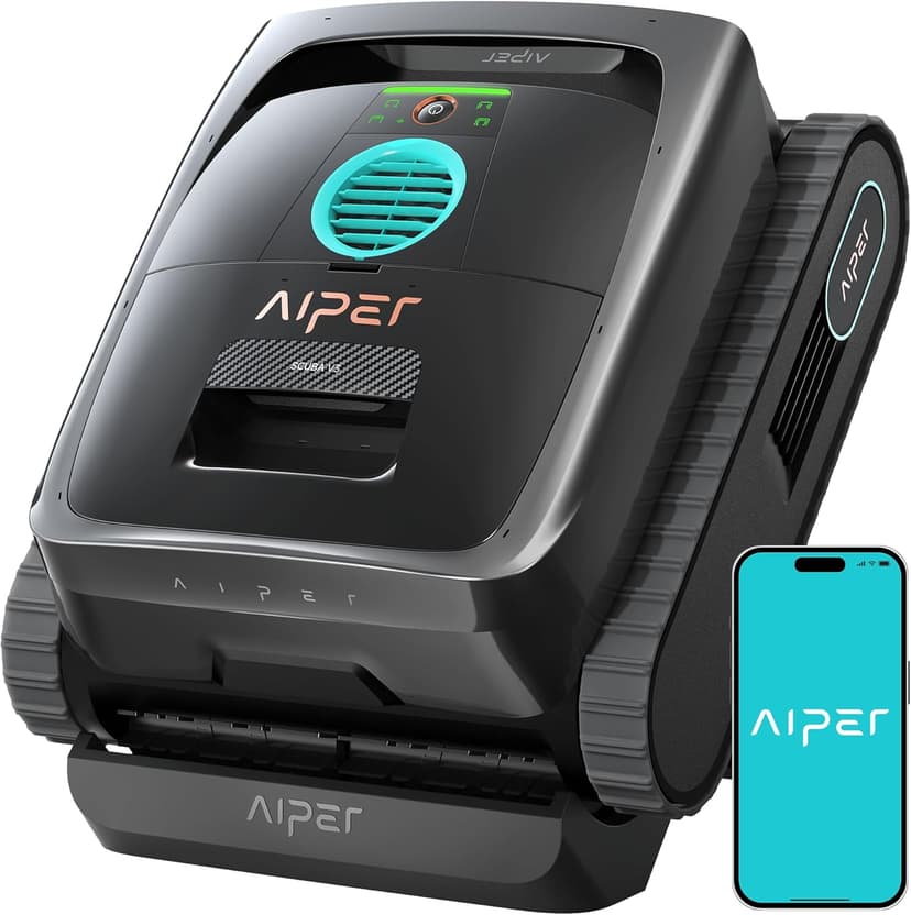 AIPER Scuba V3 AI Vision Cordless Robotic Pool Cleaner, Include Wireless Charging Dock, Smart Waterline Parking & Featherlight Design, Micromesh Multi-Layer Filtration, Grey