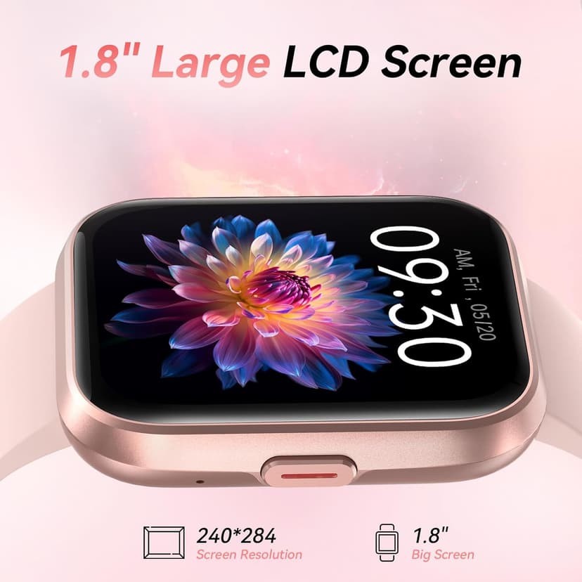 Fitpolo Fitpolo Smart Watches for Women Android iPhone, 1.8'' Women Smartwatch with Alexa Built-in, Bluetooth Calls, IP68 Waterproof, 7 Days Battery, Heart Rate/Sleep/SpO2 Monitor, 110 Sports Mode