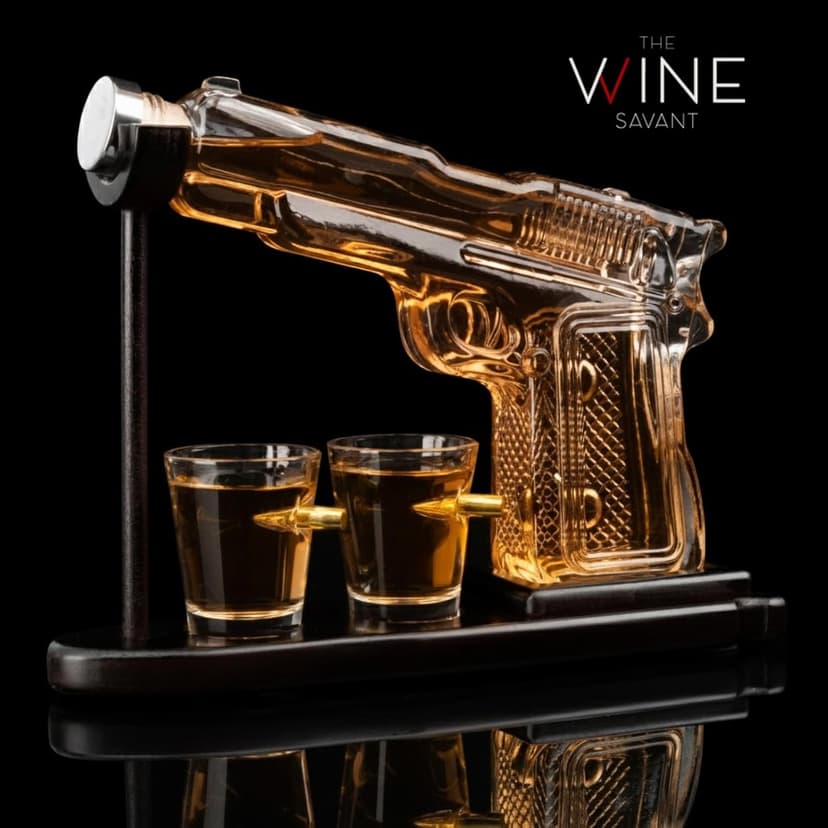 Gifts for Men Dad, 10.1 Oz Whiskey Gun Decanter Set + 2 Bullet Glasses - Unique Birthday Pistol Gift Ideas Daughter Son, Personalized Liquor Dispenser - Scotch Bourbon Vodka, Him, Brother Husband