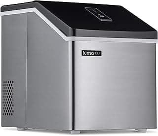 Luma Comfort Clear Ice Cube Maker Machine | First Cubes in 15 Minutes, 40 lbs. of Ice in 24 Hours | Countertop Portable Design in Stainless Steel