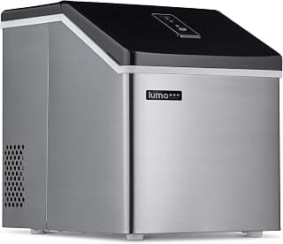 Luma Comfort Clear Ice Cube Maker Machine | First Cubes in 15 Minutes, 40 lbs. of Ice in 24 Hours | Countertop Portable Design in Stainless Steel