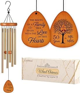 50th Wedding Anniversary Wind Chime, Happy 50th Anniversary Romantic Gifts for Couple, Parents, Wife, Husband, Friends, Golden Anniversarys Keepsake Gifts Ideas