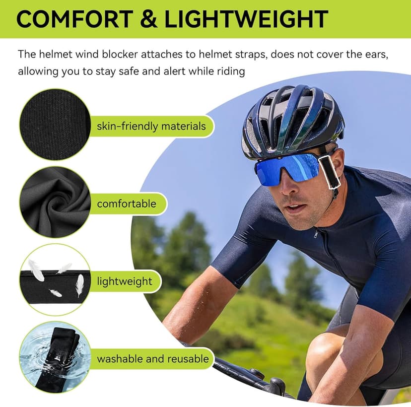 Cycling Wind Noise Blocker for Bike Helmet, Wind Noise Reducer Helmet Attachment, Wind Noise Reduction Accessories for Biking, Cycling Ear Wind Protection, 2 PCS