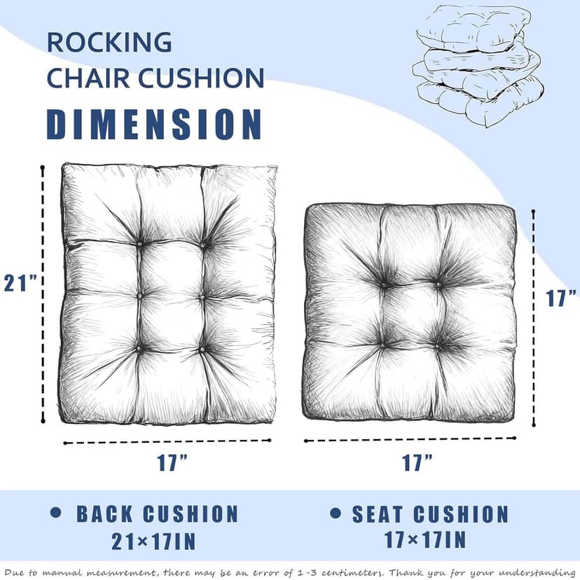 1 Pack Patio Chair Cushion, Rocking Chair Cushion Overstuffed Seat Back Cushion Pad for Outdoor Indoor, Navy Blue