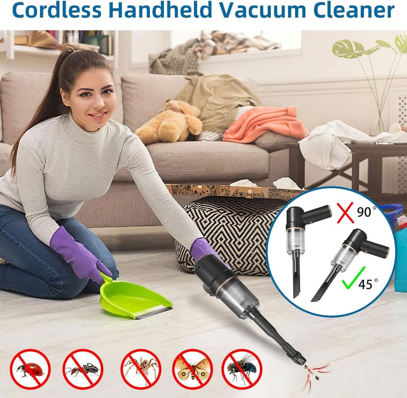 Bug Vacuum Catcher-Spider and Insect Catcher Traps for Home,Cordless Handheld Vacuum Cleaner Rechargeable Bug Catcher Strong Suction with Multifunctional Suction Nozzle for Cockroach Beetle Ant Bedbug