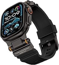 FOAMUNOC Rugged Band Compatible with Apple Watch Ultra 3/2/1 Band 49mm/46mm/45mm/44mm/42mm, Metal Connector with Silicone Strap for iWatch Ultra Series 11/10/9/8/7/6/SE3/SE2/SE/5/4/3/2/1, Black/Black