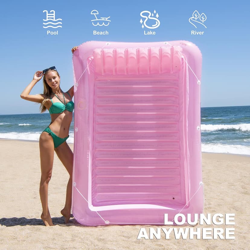 Inflatable Pool Floats Lounger for Adults, Blow Up Tanning Pool Raft Sun Tan Tub with Inflatable Pillow for Family Outdoor, Garden, Backyard Summer Water Party (14+ Year Old)