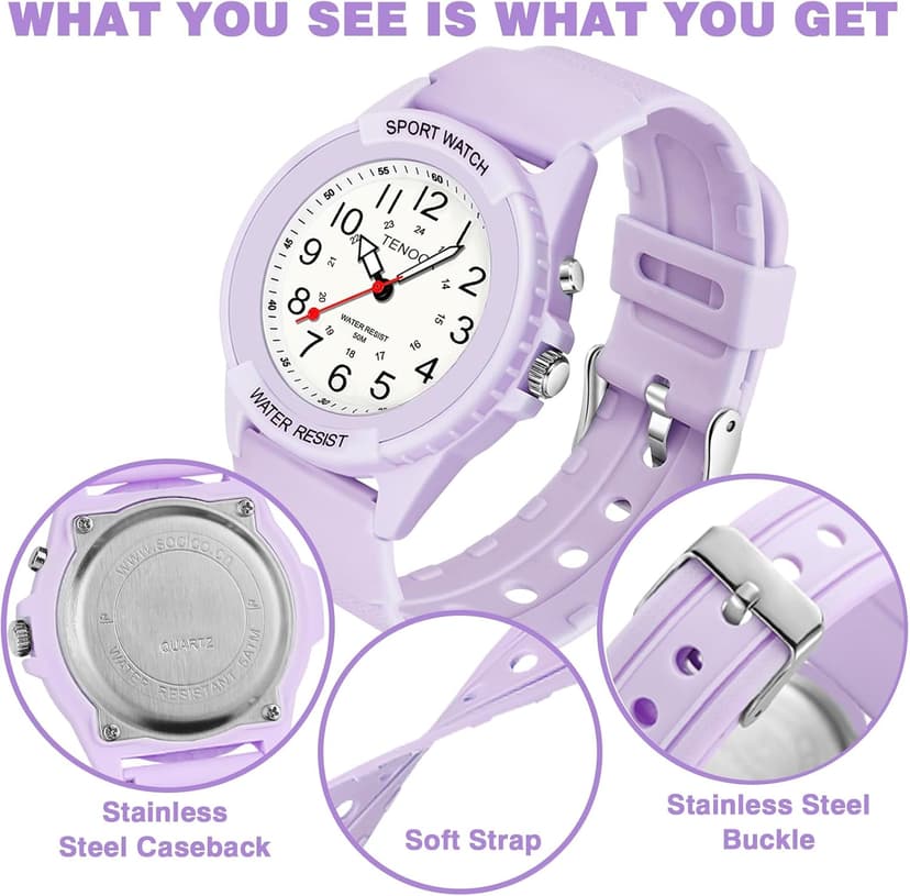 TENOCK Waterproof Nurse Watch for Medical Professionals Students Women Men, Night Light, 12/24 Hour Military Time Easy to Read Dial, Second Hand Watch for Nursing Day Gifts