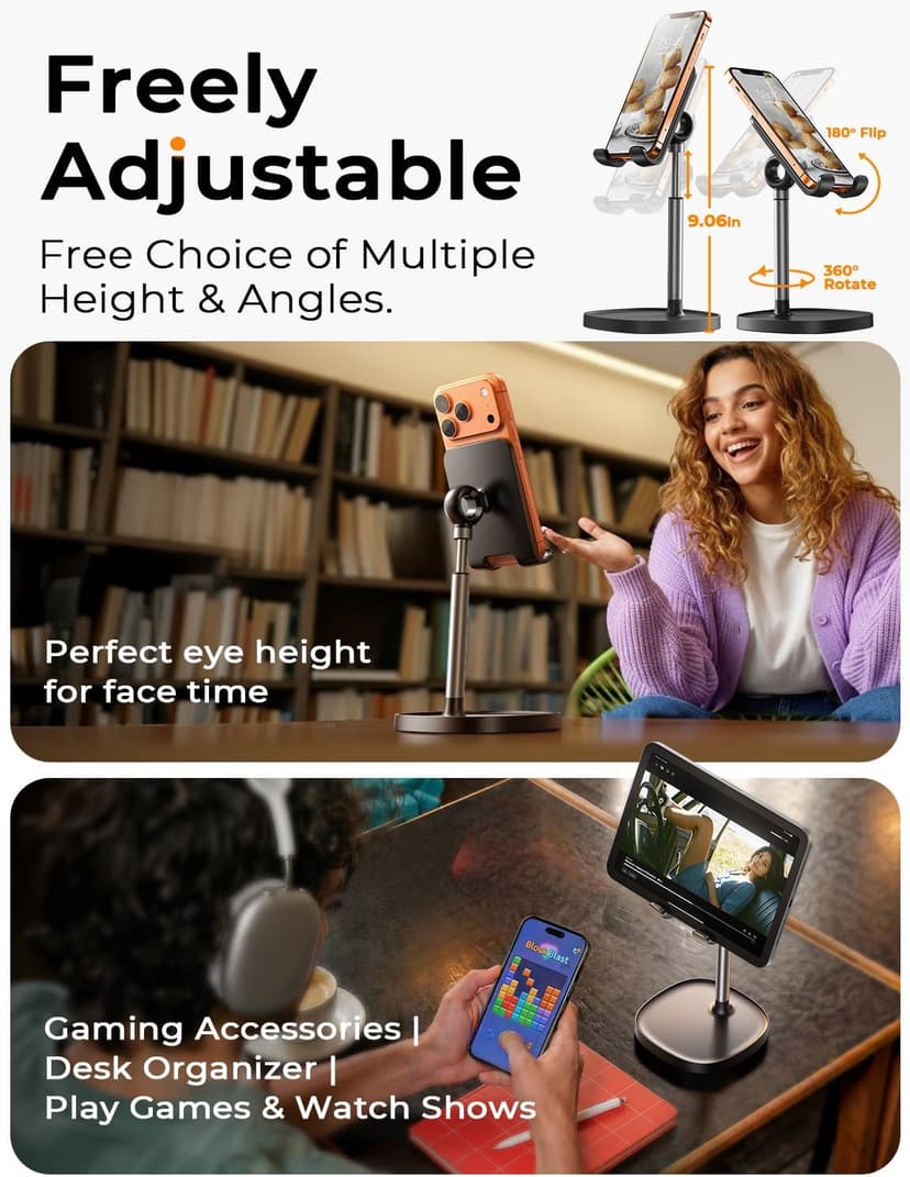 Office Gifts for Women, iPhone Stand, Gadgets for Men, Office Decor, Gaming Desk Accessories for Samsung Fold 8, Switch, iPad LISEN Cell Phone Stand Phone Holder for Desk, Office Decor Gadgets for Men B07Z82895W
