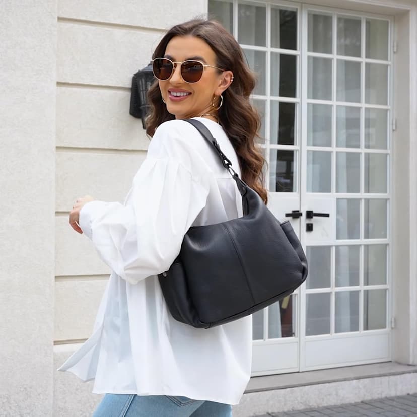 Dulcet Project Genuine Leather Purses for Women Hobo Crossbody Bags Casual Work Shoulder Bag with Adjustable Strap