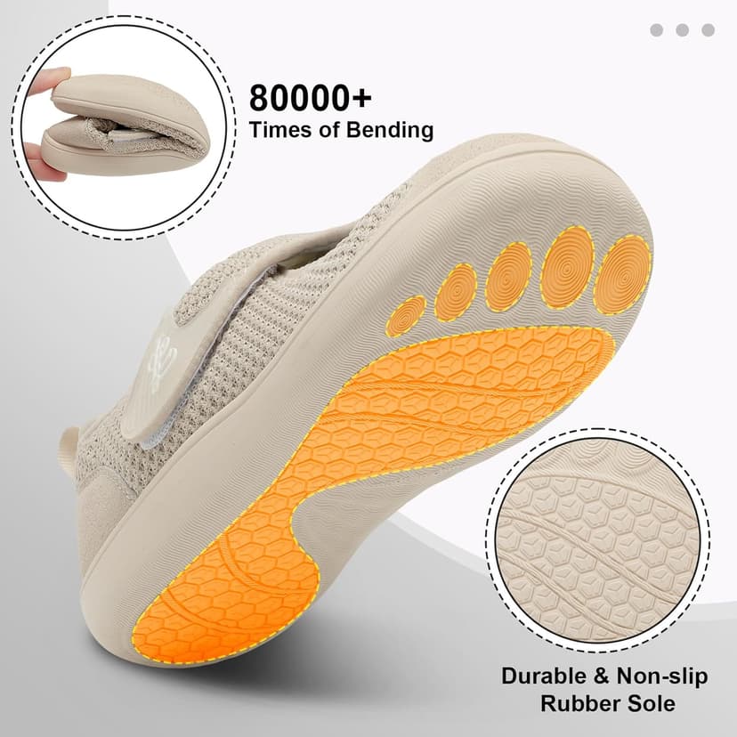 LeIsfIt Womens Wide Diabetic Shoes Adjustable Barefoot Walking Shoes Breathable Zero Drop Sneakers for Wide Width Arthritis Edema Feet