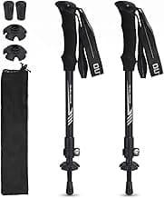 Folding Hiking Poles, Lightweight 7075 Aluminum Alloy Mountain Tech Trekking Poles for Men, Collapsible Walking Sticks for Travel, EVA Foam Grip, Set of 2 - Black